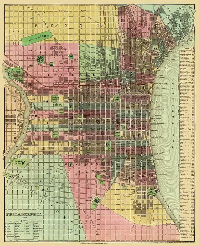 Philadelphia Pennsylvania - Tanner 1836 art print by Tanner for $57.95 CAD