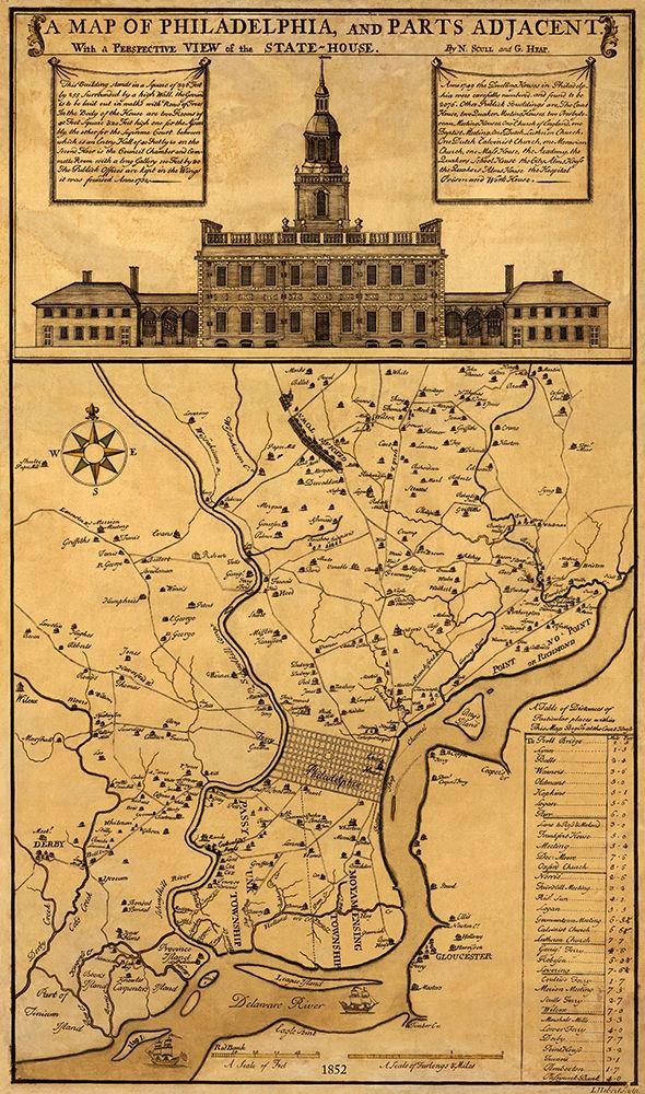 Philadelphia Pennsylvania Landowner - 1852 art print by Skull for $57.95 CAD