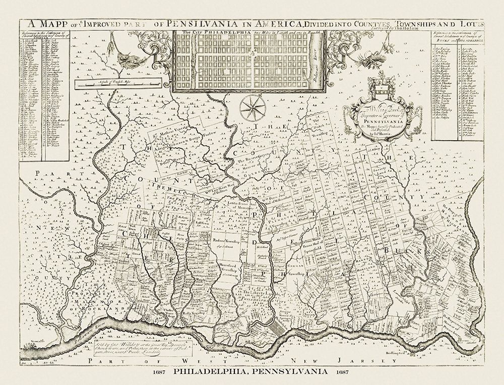 Philadelphia Pennsylvania - Holme 1687 art print by Holme for $57.95 CAD