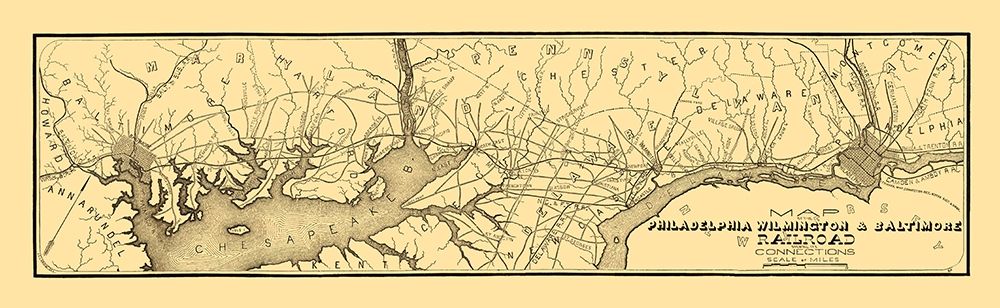 Philadelphia, Wilmington, Baltimore Railroad 1850 art print by Larkin for $57.95 CAD