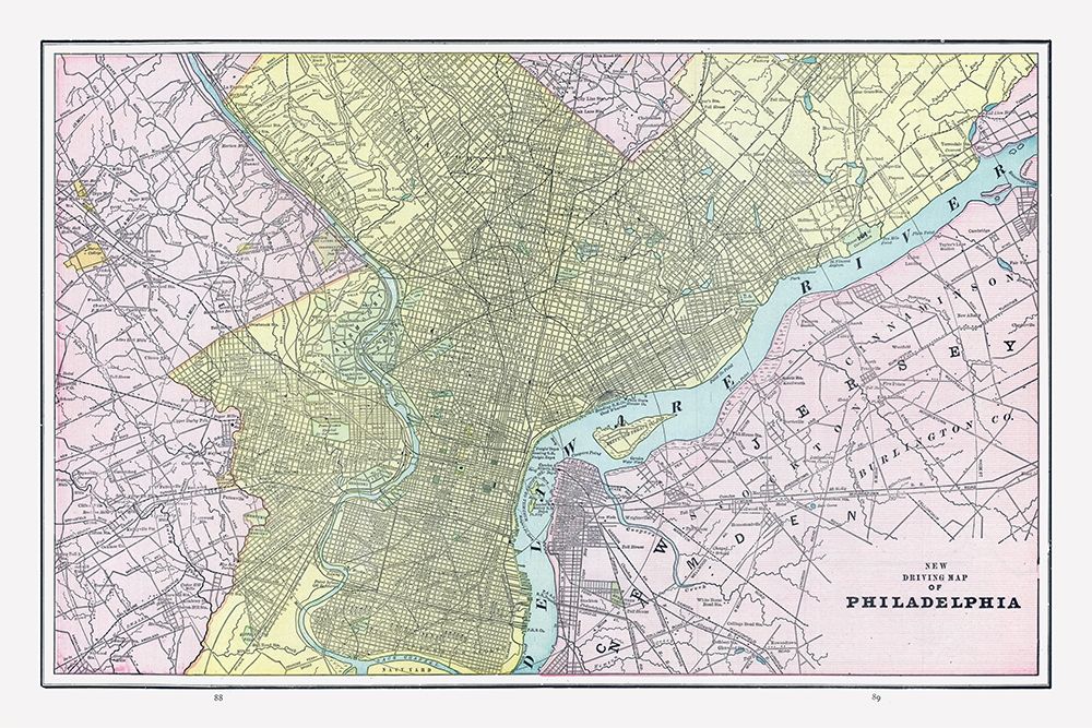 Philadelphia  Pennsylvania - Cram 1892 art print by Cram for $57.95 CAD