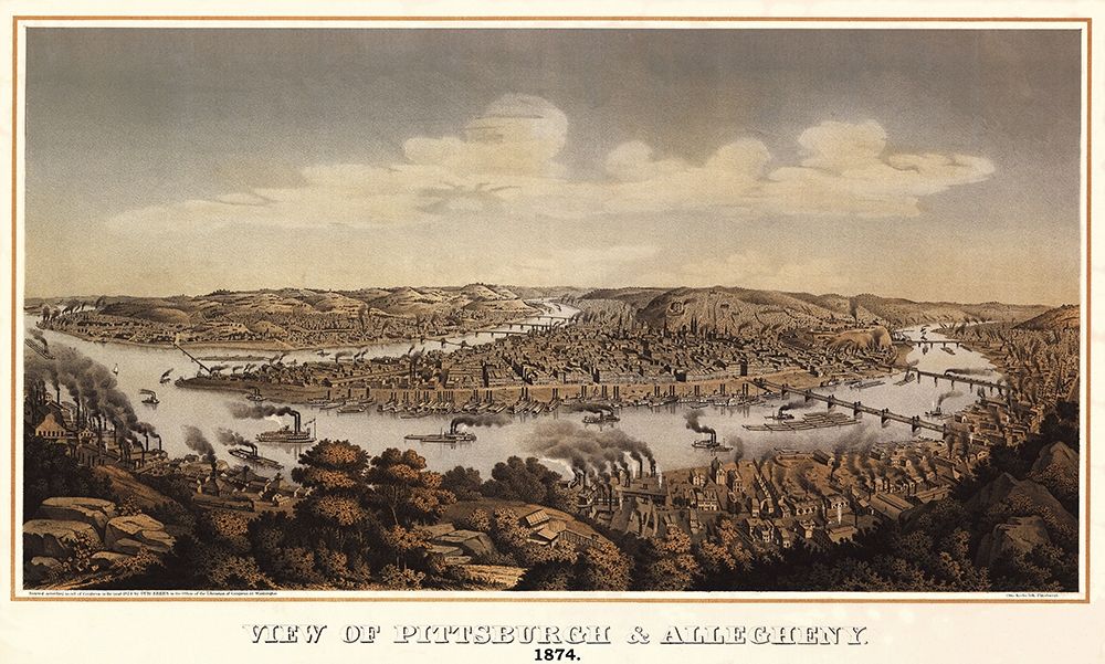 Pittsburgh Pennsylvania - Krebs 1874 art print by Krebs for $57.95 CAD