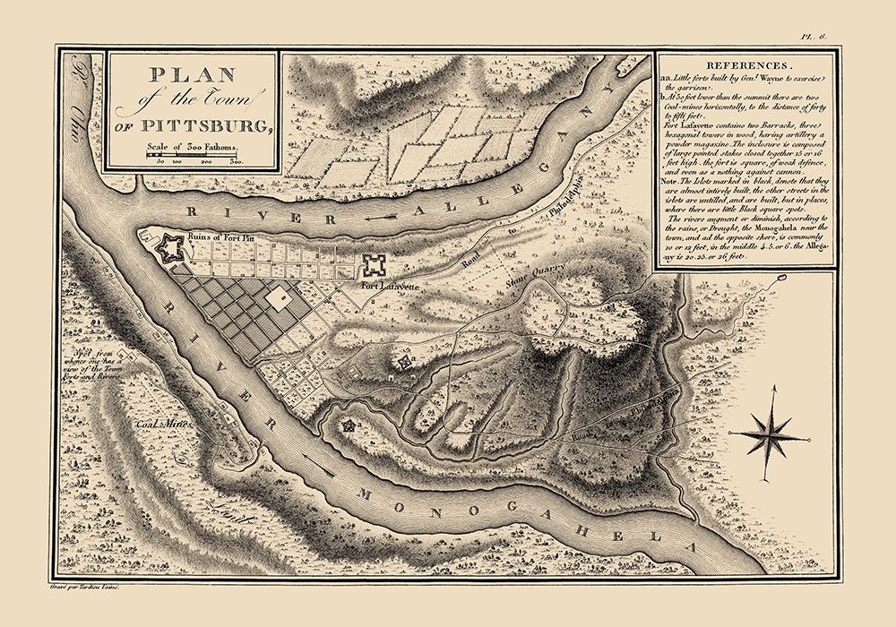 Pittsburg Pennsylvania - Collot 1796 art print by Collot for $57.95 CAD