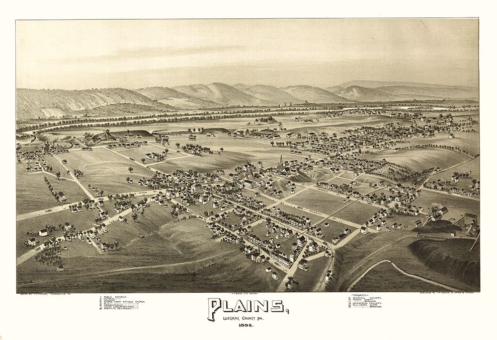 Plains Pennsylvania - Fowler 1892 art print by Fowler for $57.95 CAD