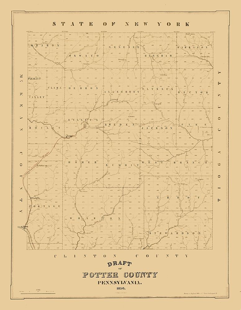 Potter County Pennsylvania - 1856 art print by Unknown for $57.95 CAD