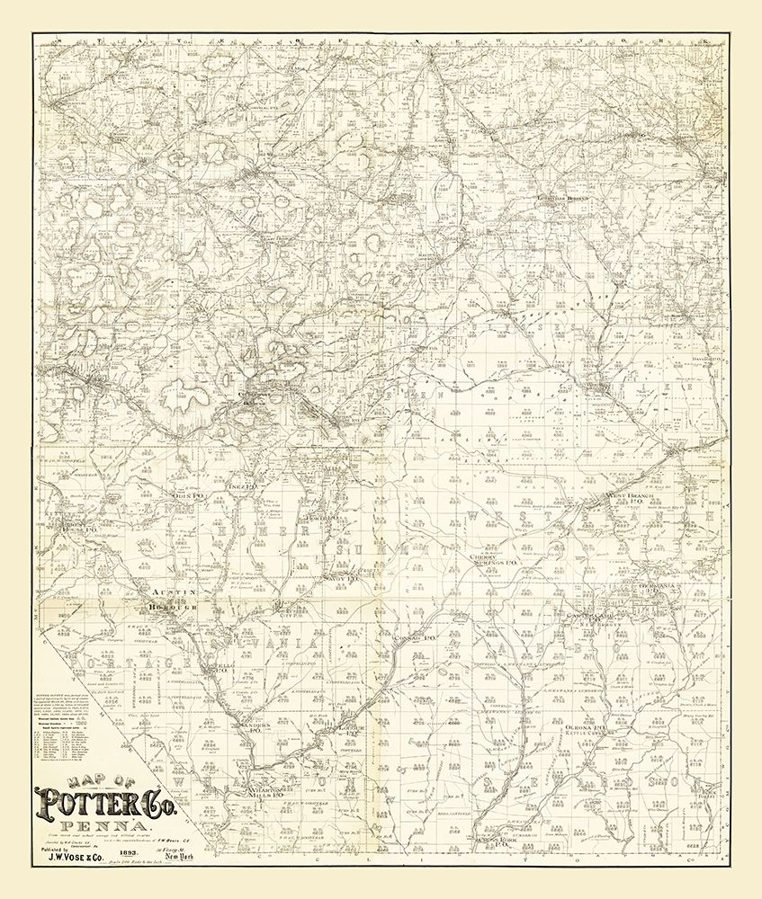 Potter County Pennsylvania - Beers 1893 art print by Beers for $57.95 CAD