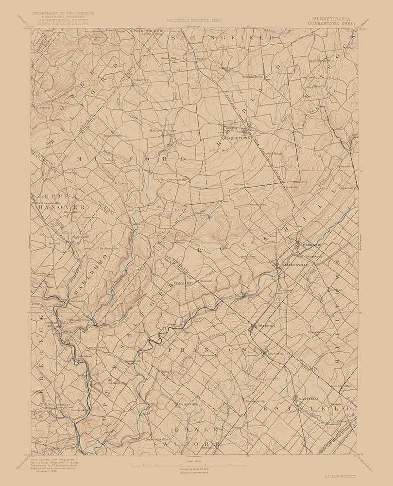 Pennsylvania Quakertown Sheet - USGS 1888 art print by USGS for $57.95 CAD