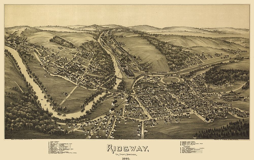 Ridgway Pennsylvania - Fowler 1895 art print by Fowler for $57.95 CAD