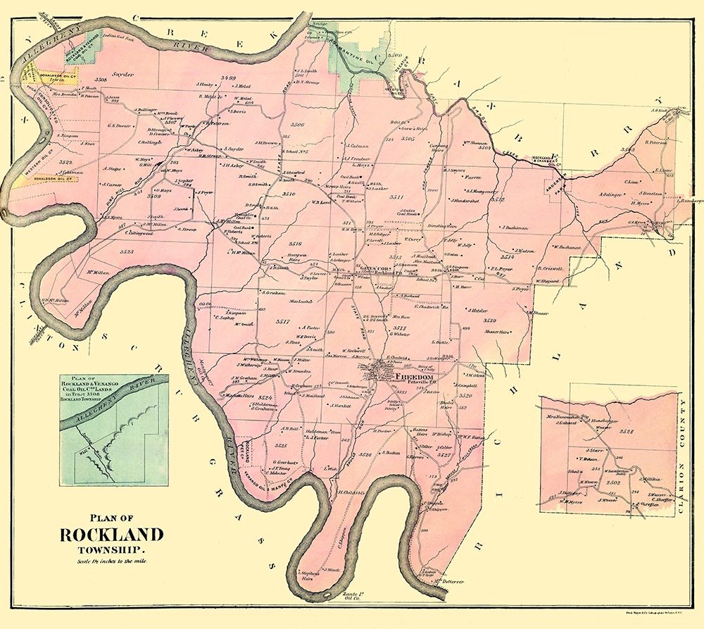 Rockland Pennsylvania Landowner - Mayer 1865 art print by Mayer for $57.95 CAD