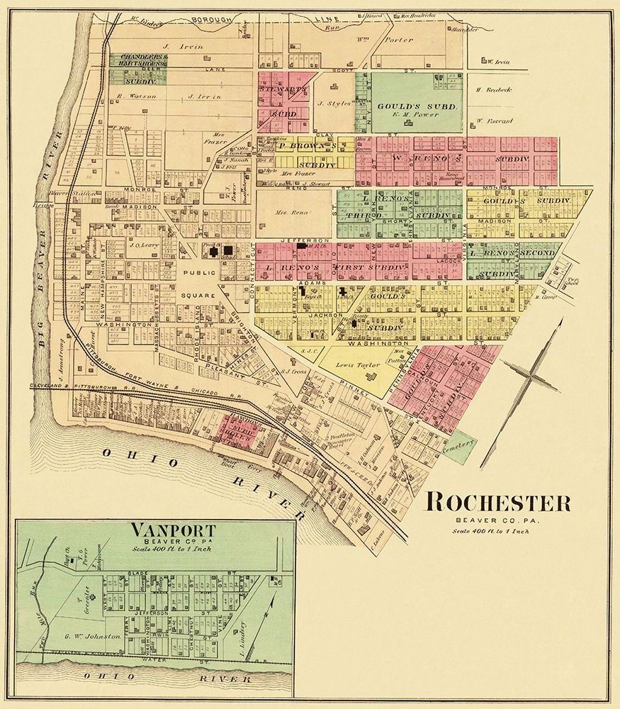 Rochester, Vanport Pennsylvania Landowner art print by Hayes for $57.95 CAD