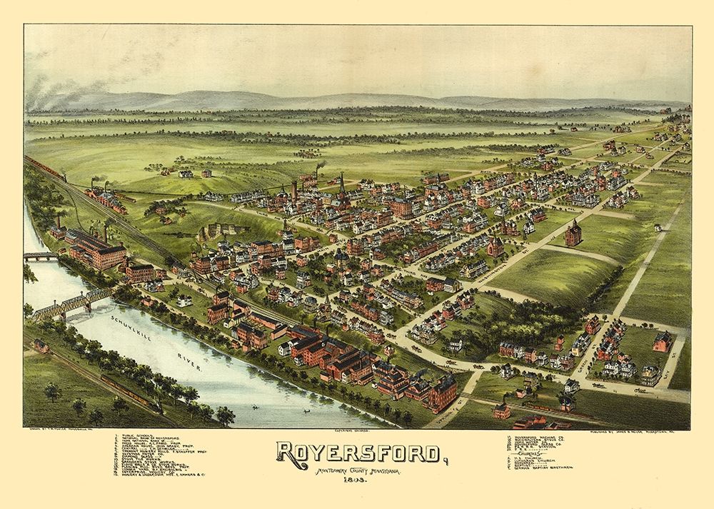 Royersford Pennsylvania - Fowler 1893 art print by Fowler for $57.95 CAD
