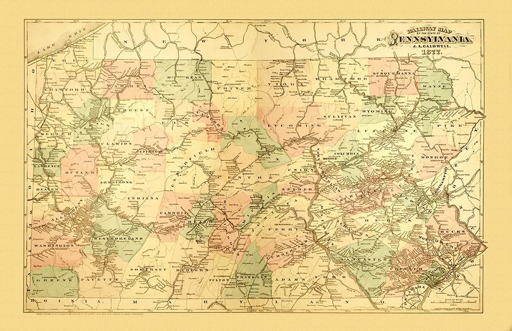 Pennsylvania Railways - Caldwell 1877 art print by Caldwell for $57.95 CAD