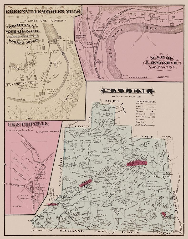 Salem Pennsylvania Landowner - Caldwell 1877 art print by Caldwell for $57.95 CAD