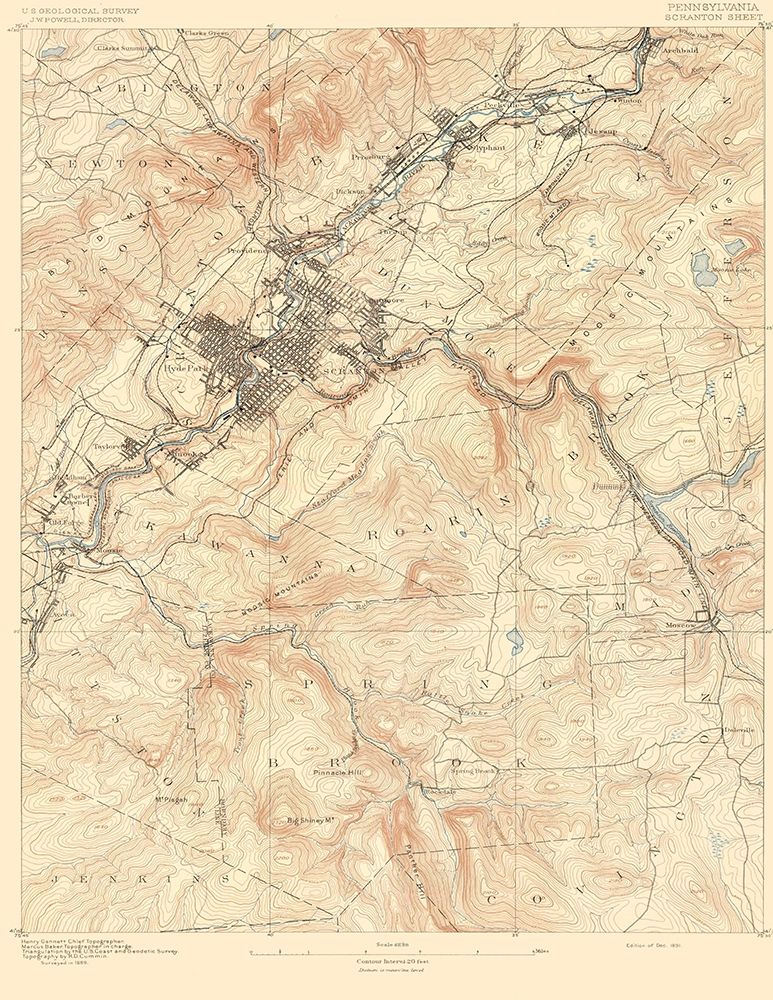 Scranton Pennsylvania Sheet - USGS 1891 art print by USGS for $57.95 CAD