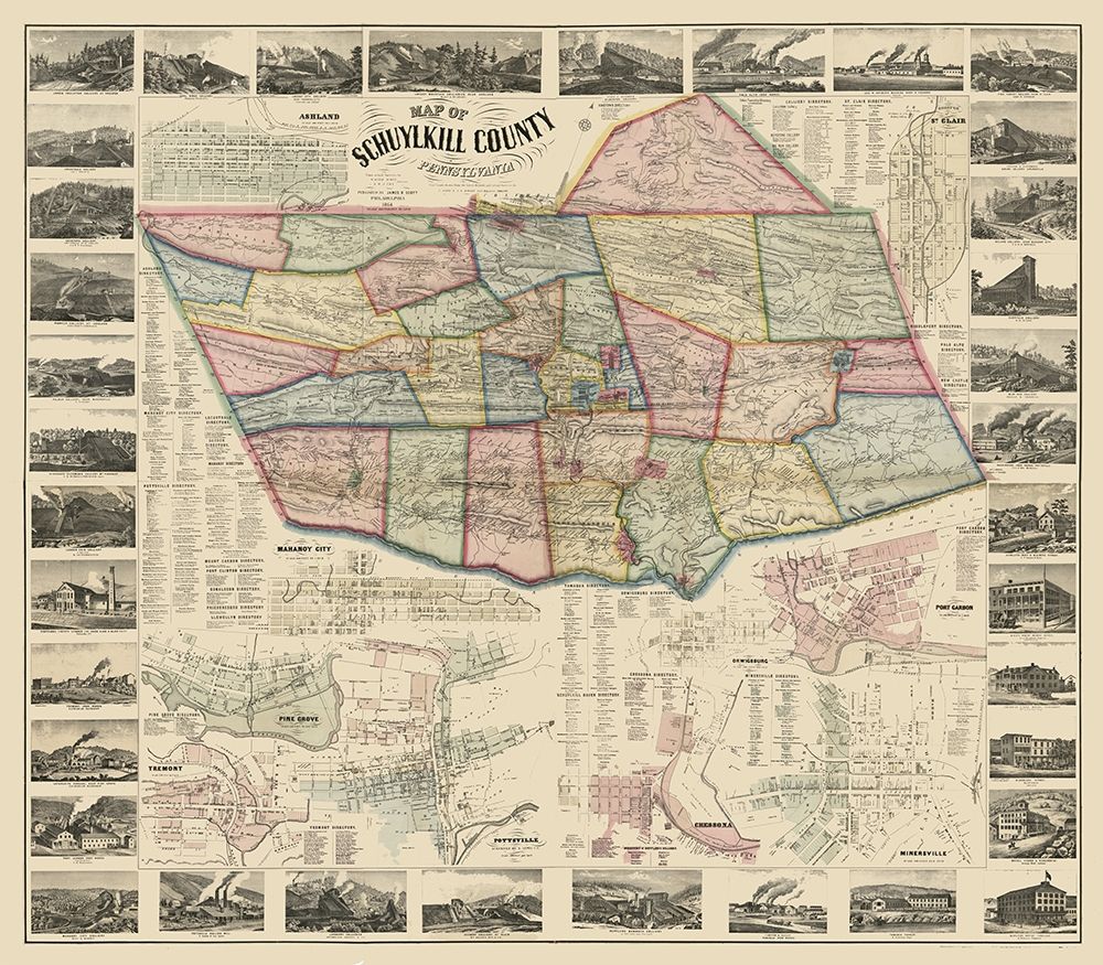 Schuylkill County Pennsylvania - Scott 1864 art print by Scott for $57.95 CAD