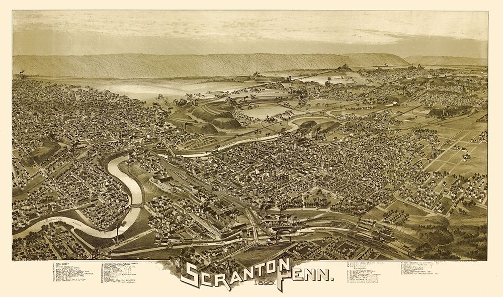 Scranton Pennsylvania - Fowler 1890 art print by Fowler for $57.95 CAD