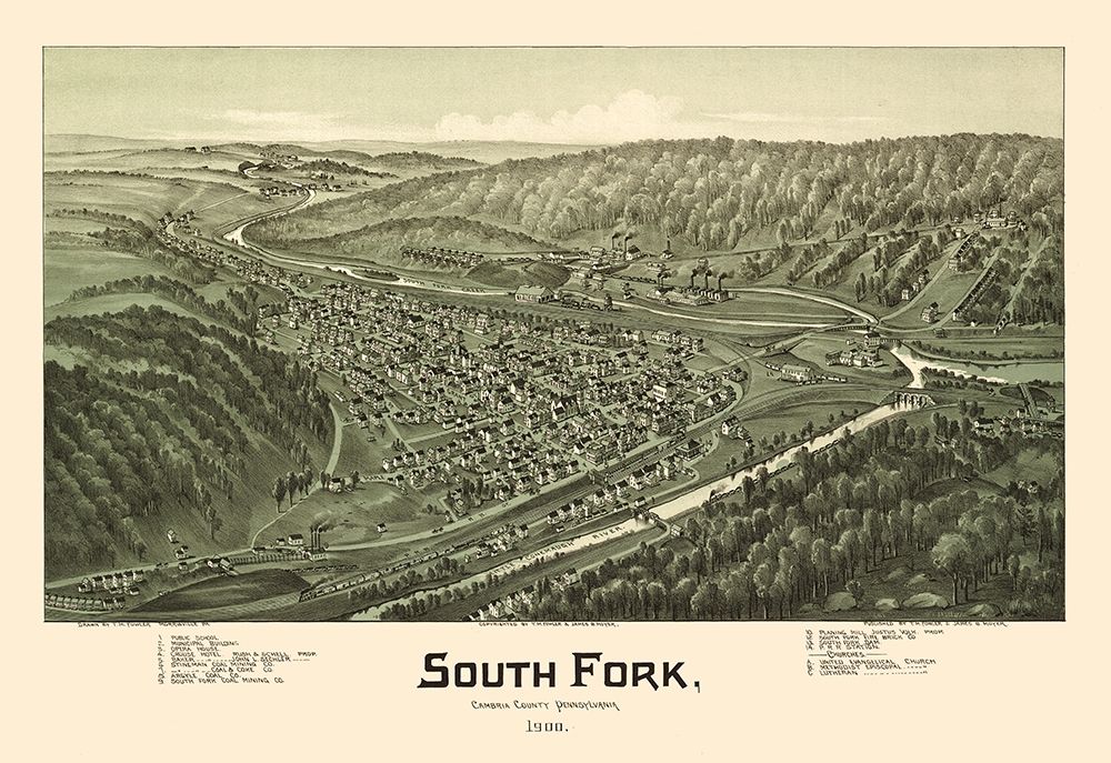 South Fork Pennsylvania - Fowler 1900 art print by Fowler for $57.95 CAD