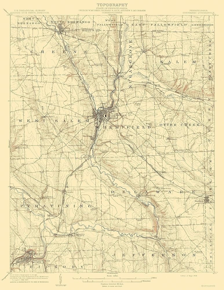 Shenango Pennsylvania Quad - USGS 1908 art print by USGS for $57.95 CAD