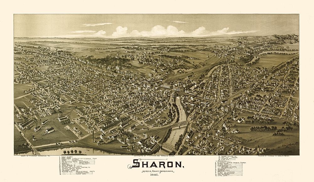 Sharon Pennsylvania - Fowler 1901 art print by Fowler for $57.95 CAD
