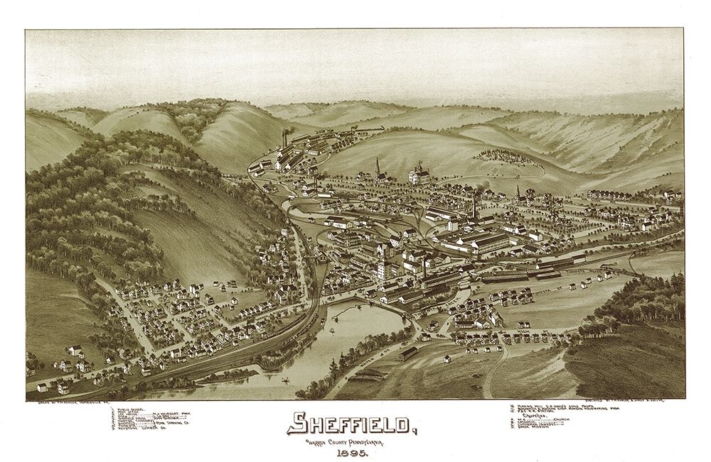 Sheffield Pennsylvania - Fowler 1895 art print by Fowler for $57.95 CAD