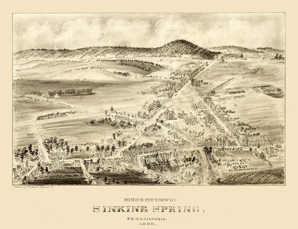Sinking Spring Pennsylvania - Fowler 1898 art print by Fowler for $57.95 CAD