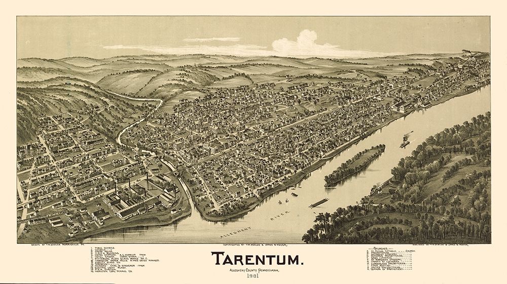 Tarentum Pennsylvania - Fowler 1901 art print by Fowler for $57.95 CAD