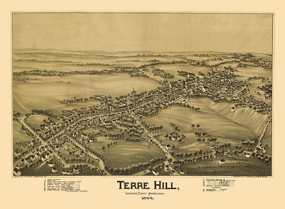 Terre Hill Pennsylvania - Fowler 1894 art print by Fowler for $57.95 CAD