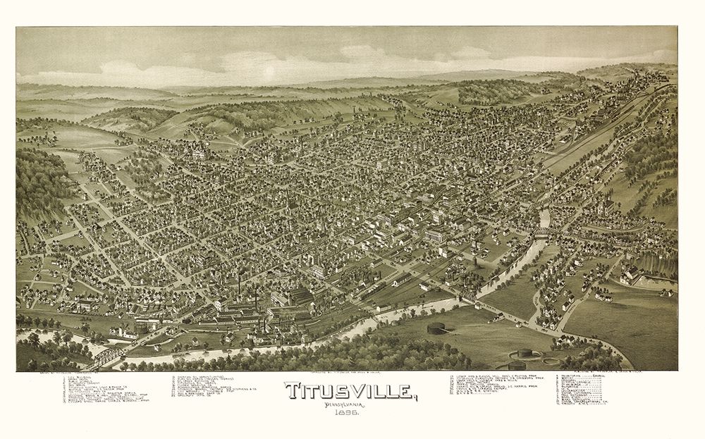 Titusville Pennsylvania - Fowler 1896 art print by Fowler for $57.95 CAD