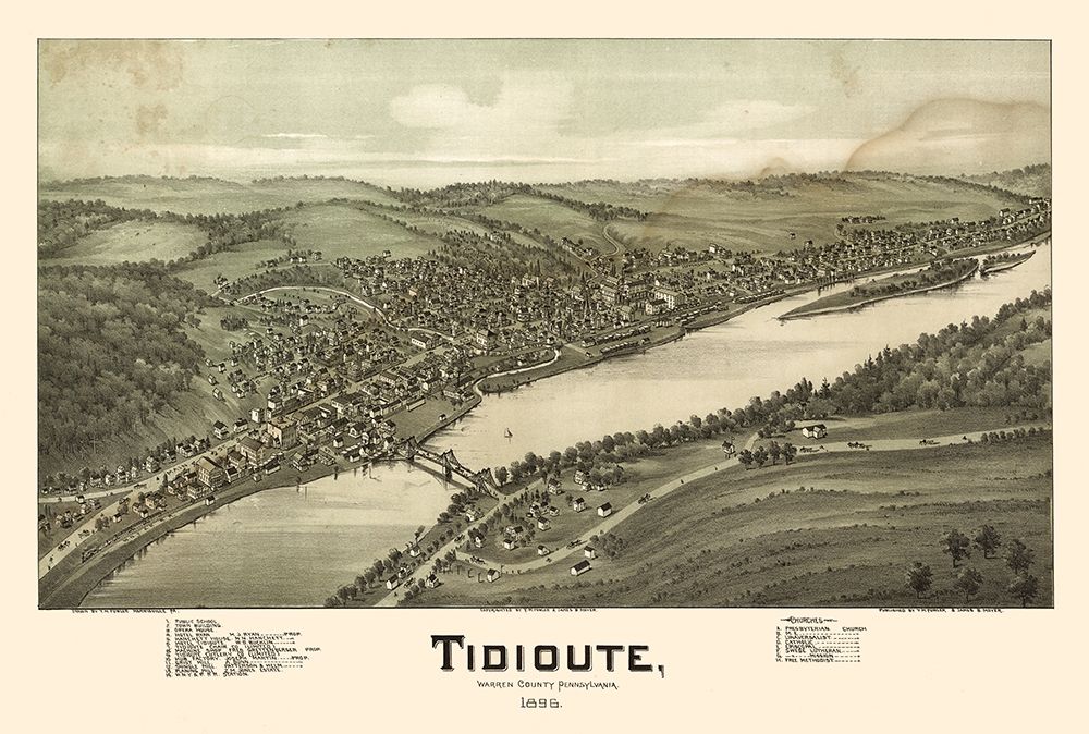 Tidioute Pennsylvania - Fowler 1896 art print by Fowler for $57.95 CAD