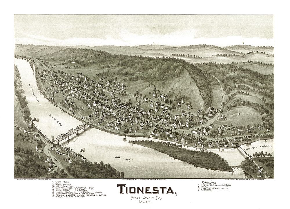 Tionesta Pennsylvania - Fowler 1896 art print by Fowler for $57.95 CAD