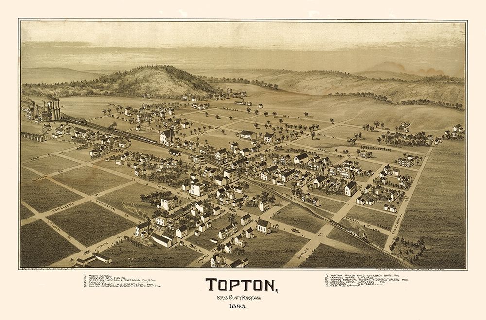 Topton Pennsylvania - Fowler 1893 art print by Fowler for $57.95 CAD