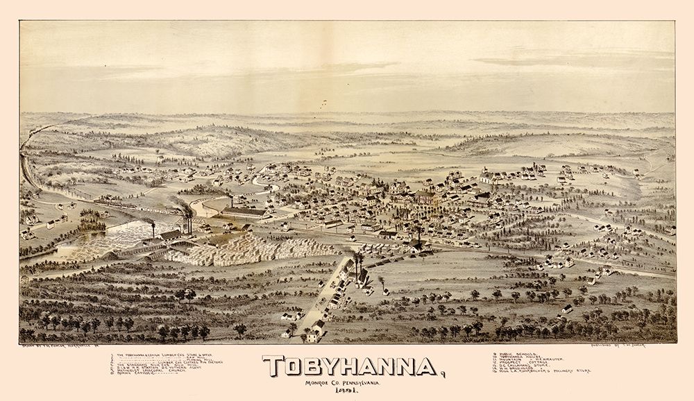 Tobyhanna Pennsylvania - Fowler 1891 art print by Fowler for $57.95 CAD