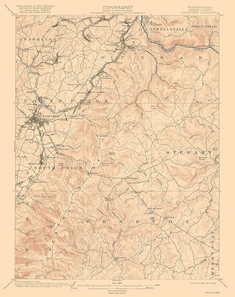 Uniontown Pennsylvania Quad - USGS 1900 art print by USGS for $57.95 CAD