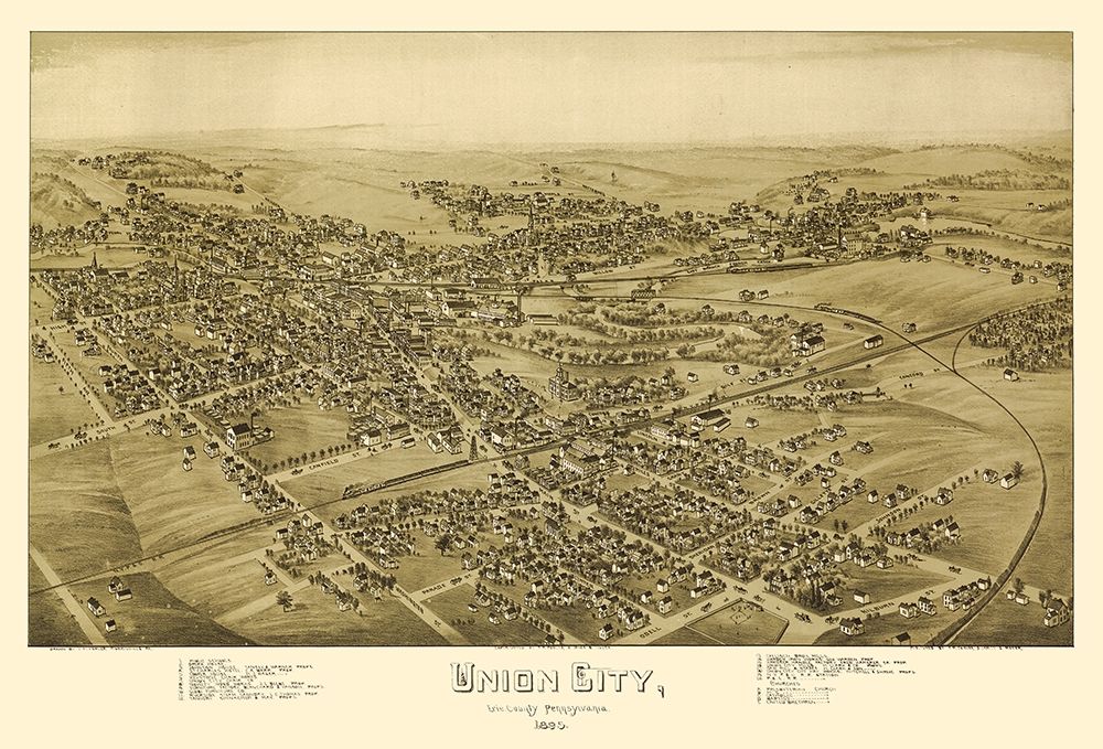 Union City Pennsylvania - Fowler 1895 art print by Fowler for $57.95 CAD