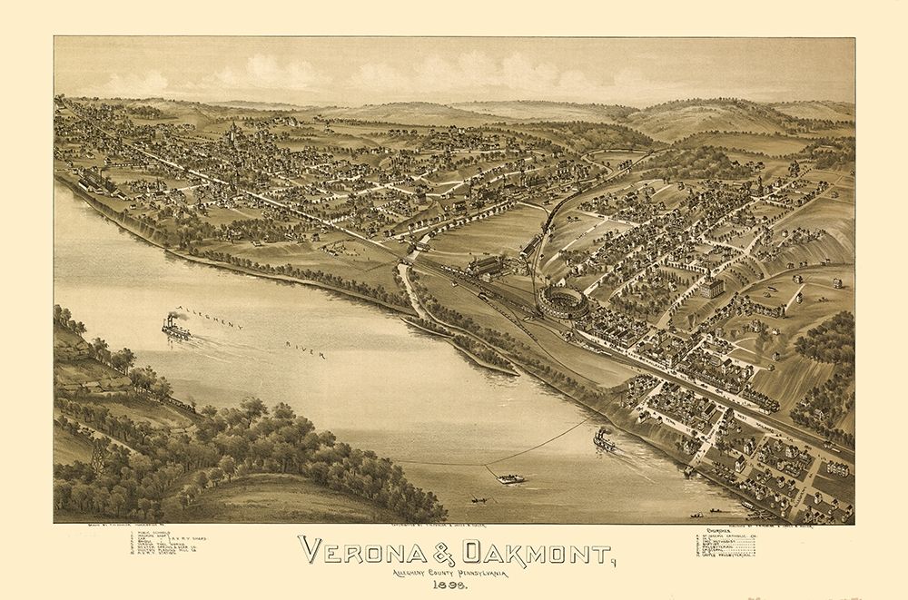 Verona Oakmont Pennsylvania - Fowler 1896 art print by Fowler for $57.95 CAD