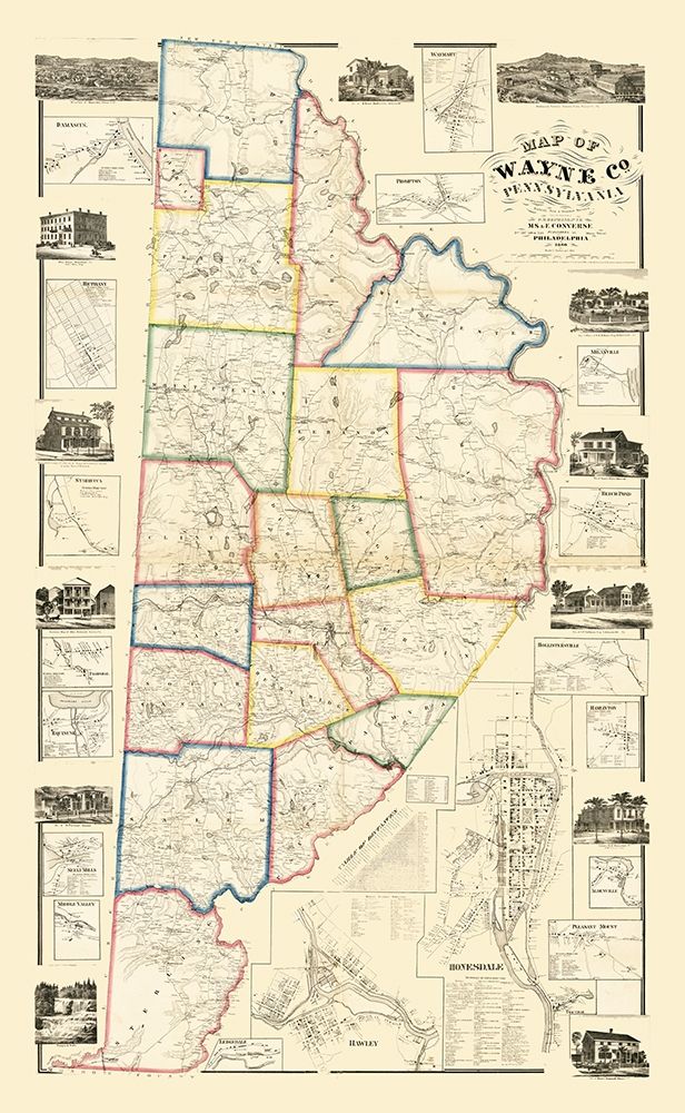 Wayne County Pennsylvania - Converse 1860 art print by Converse for $57.95 CAD
