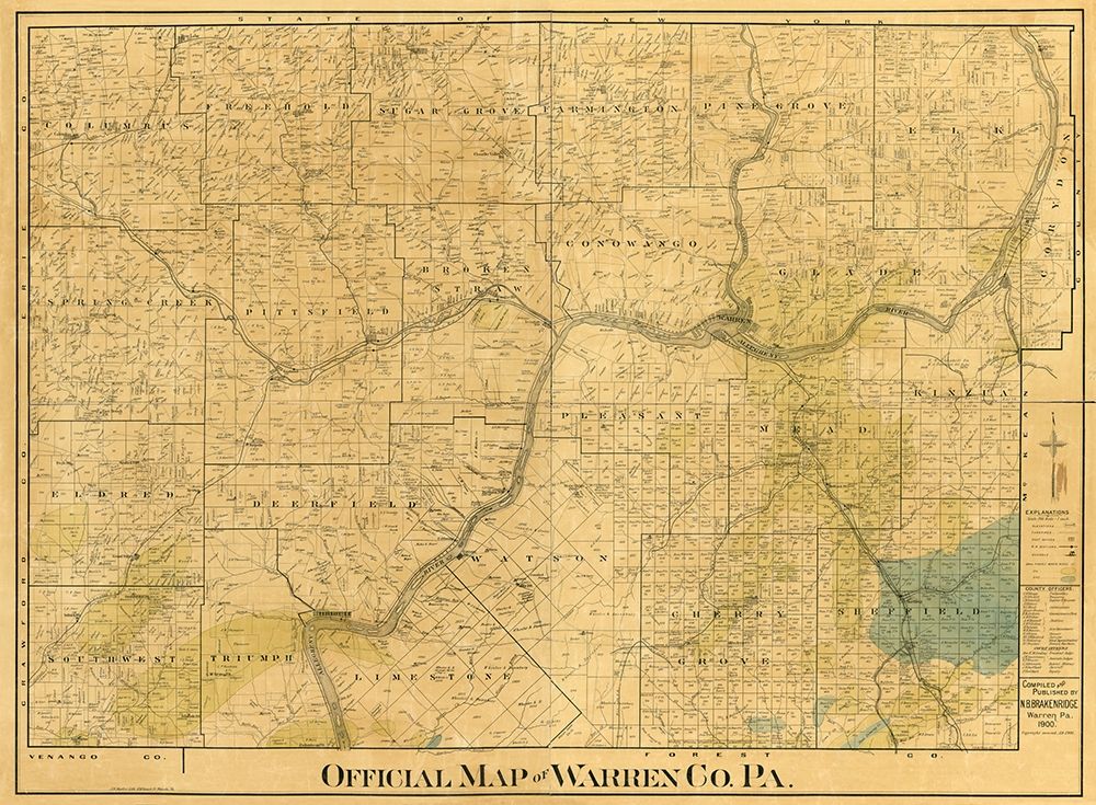 Warren County Pennsylvania - Brakenridge 1900 art print by Brakenridge for $57.95 CAD
