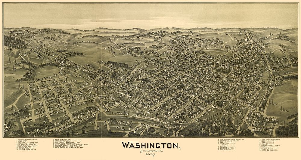 Washington Pennsylvania - Fowler 1897 art print by Fowler for $57.95 CAD