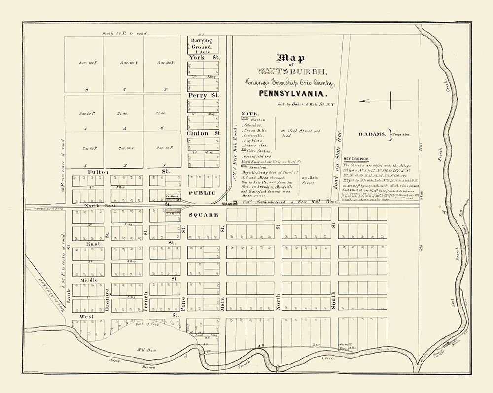 Wattsburg Pennsylvania - Baker 1836 art print by Baker for $57.95 CAD