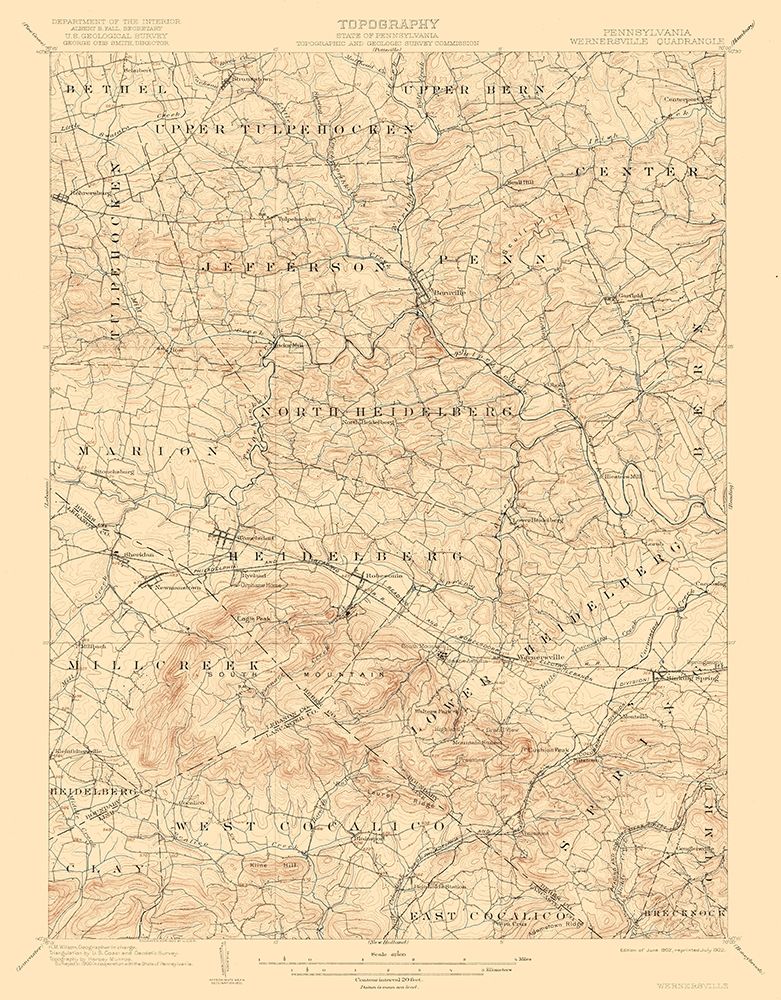 Wernersville Pennsylvania Quad - USGS 1902 art print by USGS for $57.95 CAD