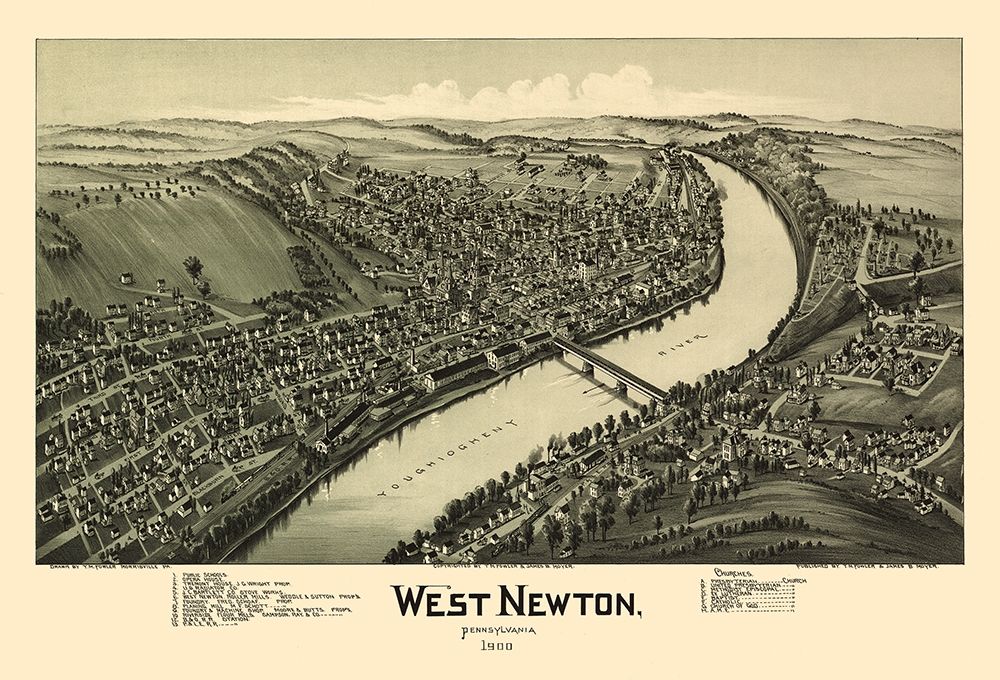 West Newton Pennsylvania - Fowler 1900 art print by Fowler for $57.95 CAD