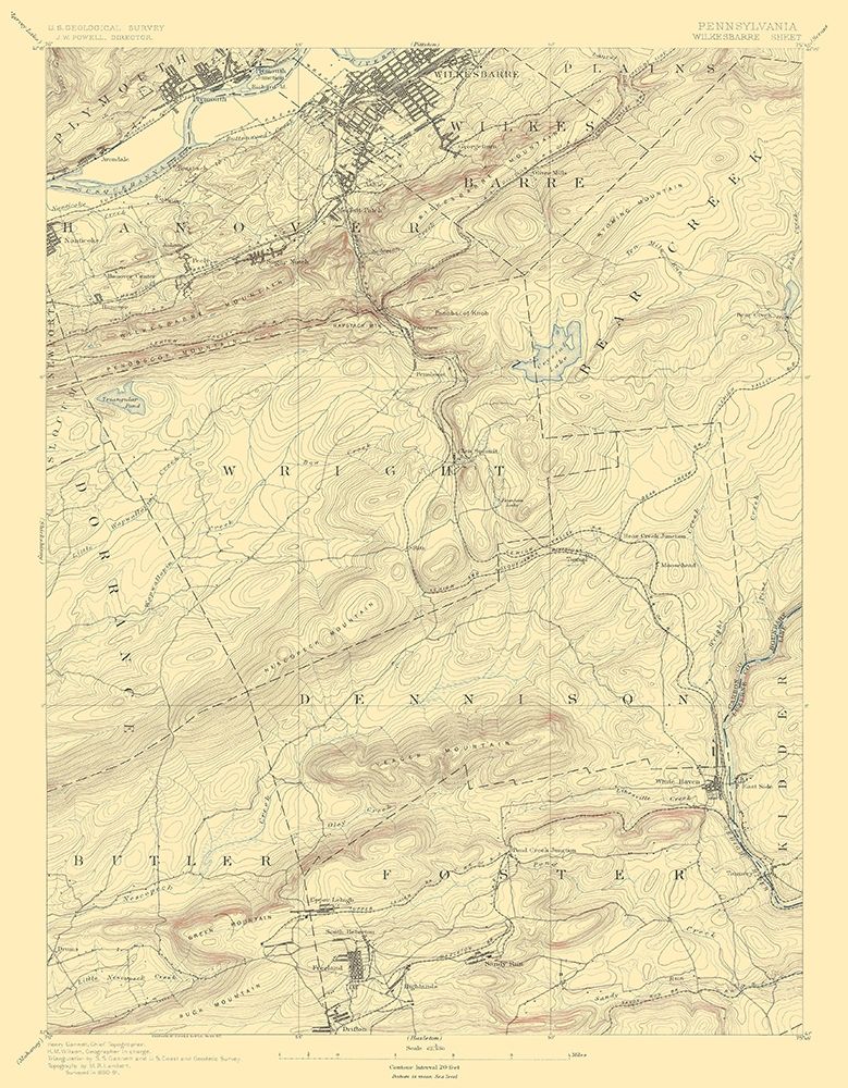WilkesBarre Pennsylvania Sheet - USGS 1891 art print by USGS for $57.95 CAD