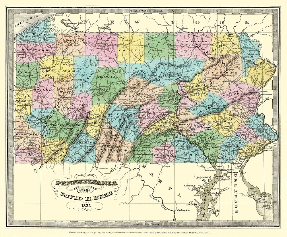 Pennsylvania - Burr 1834 art print by Burr for $57.95 CAD