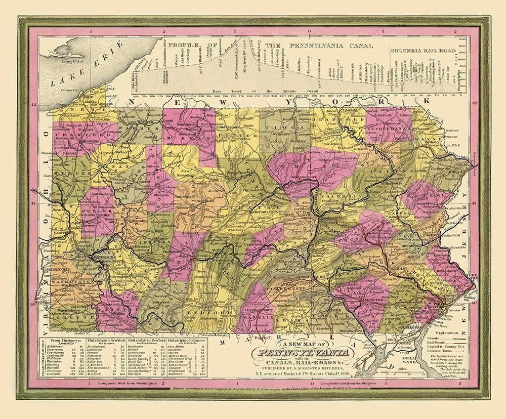 Pennsylvania - Mitchell 1846 art print by Mitchell for $57.95 CAD
