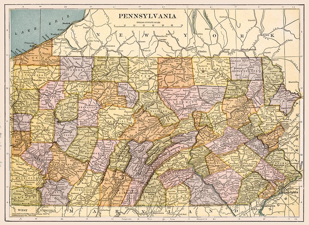 Pennsylvania - Hammond 1903 art print by Hammond for $57.95 CAD