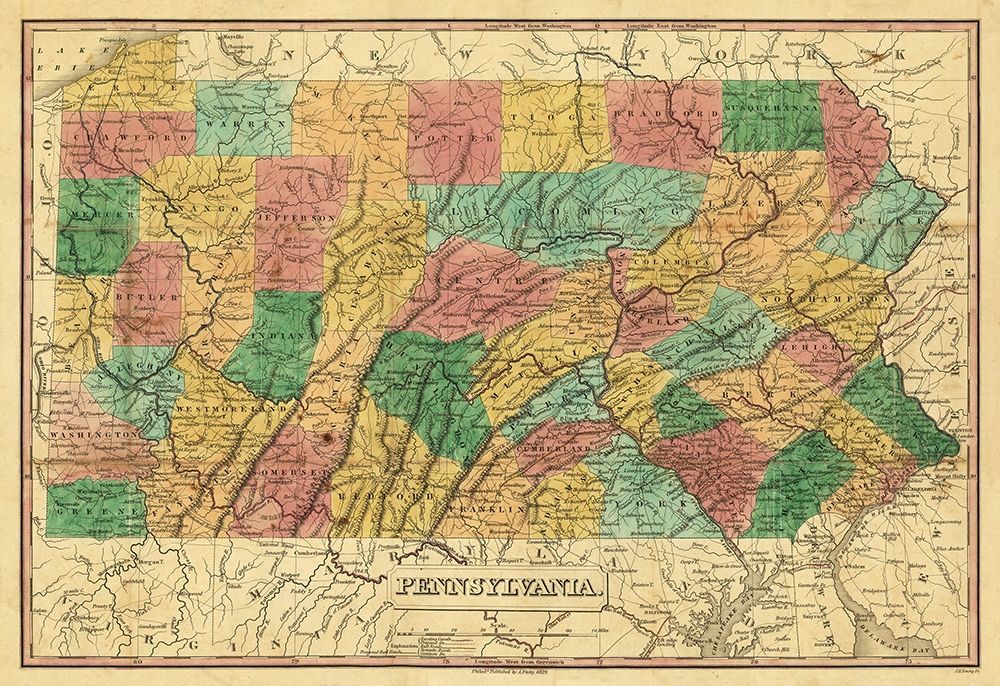 Pennsylvania - Finley 1829 art print by Finley for $57.95 CAD