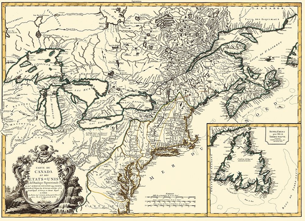 United States Canada - Vaugondy 1778 art print by Vaugondy for $57.95 CAD