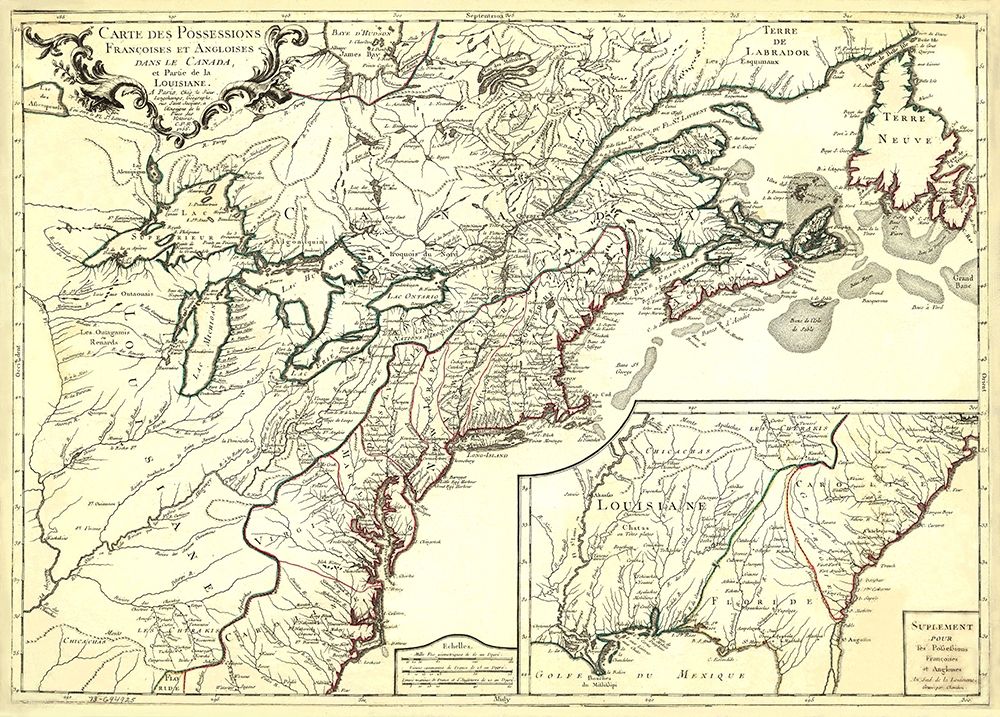 English French Possessions Canada Louisiana - 1756 art print by Unknown for $57.95 CAD