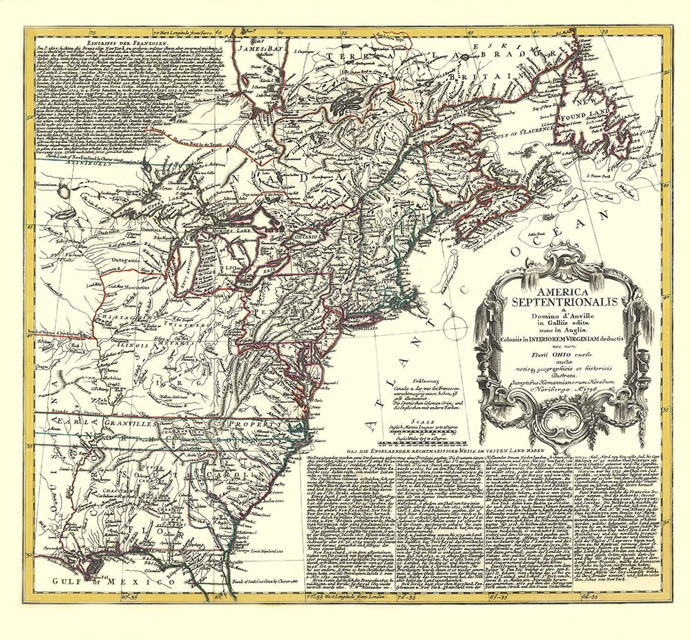 North America with Virginia Colonies art print by D Anville for $57.95 CAD