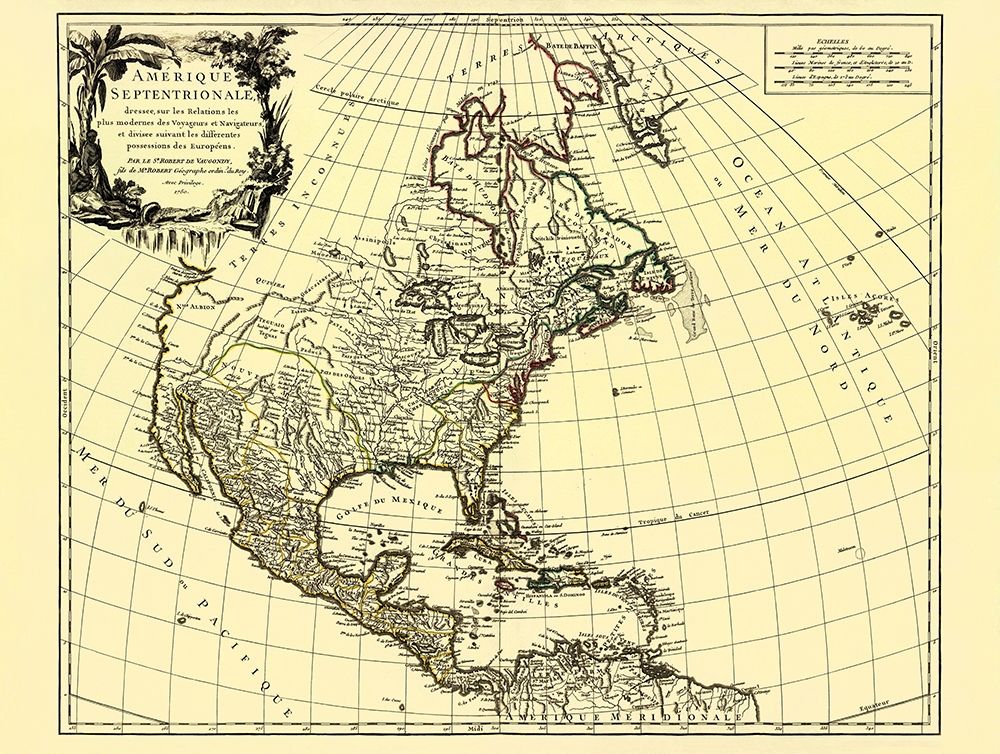 European Possessions North America - Vaugondy 1750 art print by Vaugondy for $57.95 CAD